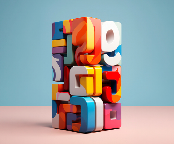 Abstract three-dimensional AI brand intelligence visual
